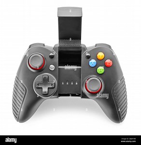 Video game controller on white background Stock Photo - Alamy