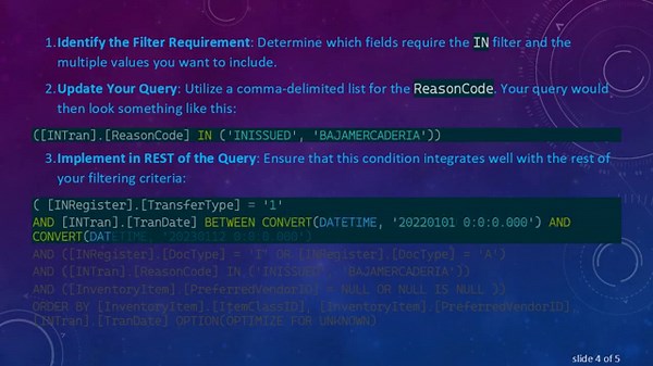 Mastering the IN Filter in Acumatica Report Designer