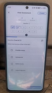 What is the function of fiber in the diet?A. Provides energy... | Filo