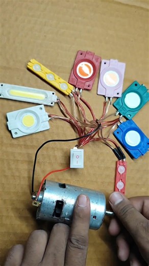 powering 8 light with dc power motor generator #shortvideo #tech #diy