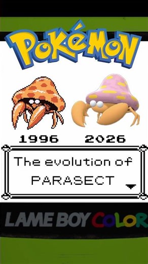 The evolution of Parasect in Pokemon 1996-2026 #evolution #pokemon #shorts