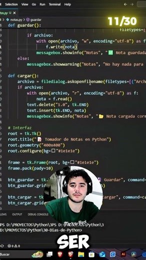 Crea tu propia app de notas con Python + GUI #30dias #python #programacion #coding #vscode