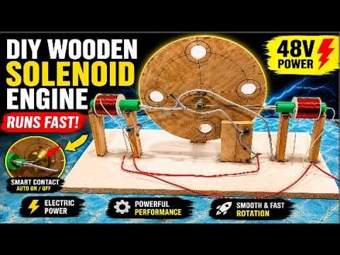I Built a Powerful Wooden Solenoid Engine Using 2 Coils! ⚡ Amazing DIY Project