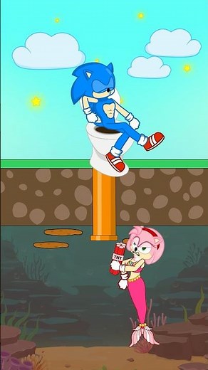 Sonic the Hedgehog: Sonic poisons Amy mermaid by his poop 💩 #shorts #sonic