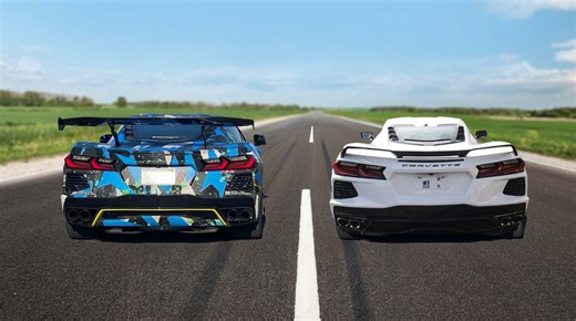 Twin turbo C8 vs stock C8 drag race