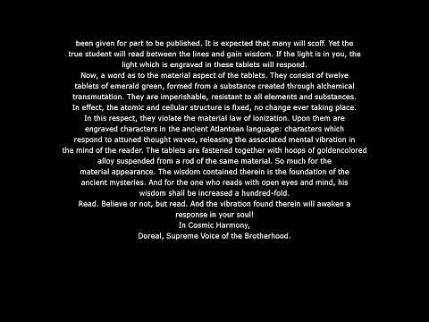 The Emerald Tablet by Thoth - Translation and Interpretation by Doreal.