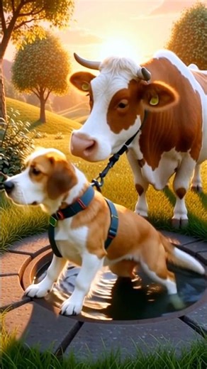 dog and cow friendship || #dog #cow