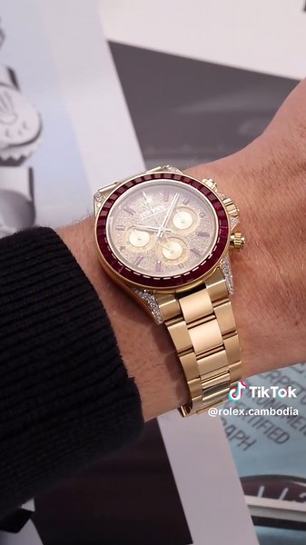 Rolex Daytona Yellow Gold with Custom Ruby Bezel