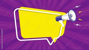 Megaphone with speech bubble and you are invited announcement 4k