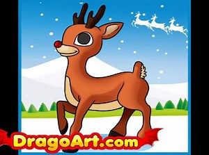 How to draw Rudolph, step by step