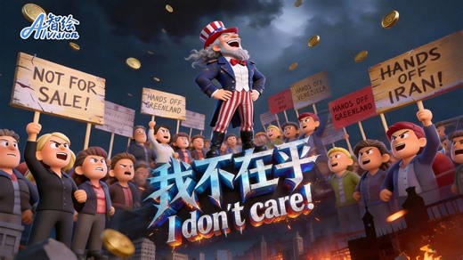 The AI-animated short I don't care! exposes hegemony: "obtaining" Greenland with tariff threats, meddling in Iran & Venezuela, ignoring international law — only profit matters. | China Daily