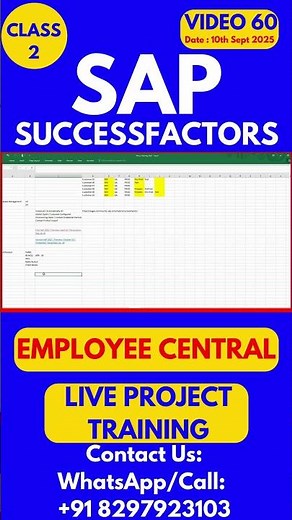 SAP SuccessFactors EC Training Online Tutorial Class 60 10th Sept 2025 #sapsuccessfactorstraining