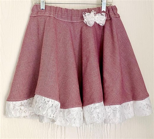 Red Mini Skirt With Vintage Lace Trim Retro Upcycled Clothing - Etsy