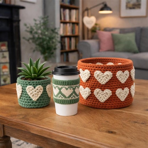Crochet Heart Basket Pattern PDF   Video Tutorial | Valentine Decor Crochet Pattern | Plant Pot Cover & Cup Cozy Pattern | Easy Crochet Gift - Etsy