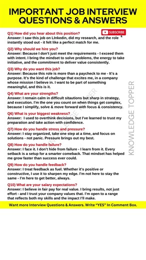 10 Most Important Job Interview Questions and Answers