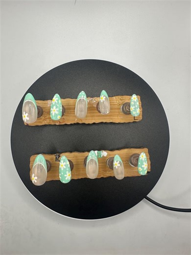 Handmade Mint Green French Tip Press on Nails – 3D Daisy Almond Spring Nails - Etsy UK