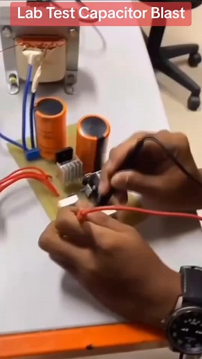 Testing Electronics circuit at Lab, a capacitor blast #testing #electronics #circuit #lab #laboratory #capacitor #robotics #DIYElectronics #engineering #STEM #iot #learwithtiktok #education #electronics #megatronics