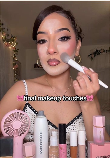 🎀final makeup touches🎀 @Morphe Cosmetics lifeproof setting spray @wetnwildbeauty loose setting powder @YSL Beauty powder blush #makeup #makeuptutorial #beautytok #beautyproducts #makeuptok