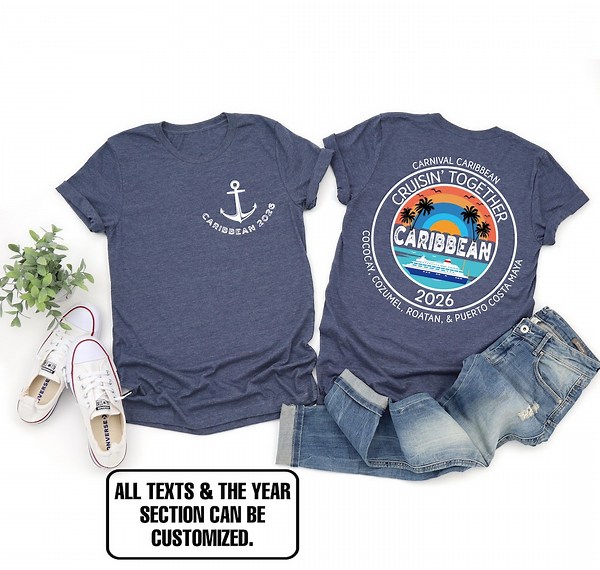 Custom Caribbean Cruise Shirt, Caribbean Cruise Tshirt, Front Back Custom Family Cruise Shirts, Family Matching Cruise Shirt, Group Cruise - Etsy