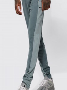 Buy BoohooMAN Colourblocked Skinny Fit Cargo Side Panel Track Pants - - Apparel for Men