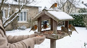 Chaque jour d'hiver, ces rouges-gorges reviennent chez cette femme pour cet aliment gras que vous avez chez vous