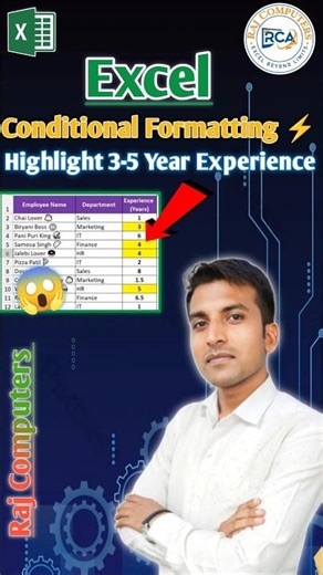 Excel Conditional Formatting ⚡ Highlight 3-5 Year Experience | Excel Tips & Tricks