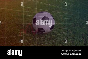 Upon grid fading, red-blue charts showing percentage peaks around soccer ball for sports analytics. Analytics, data visualization, sports, technology, innovation, precision, performance Stock Video Footage - Alamy