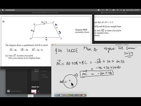 V1:Vectors: Pearson Edexcel IGCSE Math A Higher Paper 2 Summer 2024 Q24