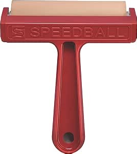 Speedball Pop-in Soft Rubber Brayer, 4-Inch Roller for Block Printing, Relief Printing, and Mixed Media Art