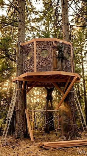 Hidden Tree Shelter Build in the Forest 🌳🏡 (Satisfying)