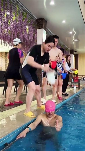 Crazy Water Carry Game at the Pool Poolside Team Fun | Water Challenge Game #swimming #shorts #029