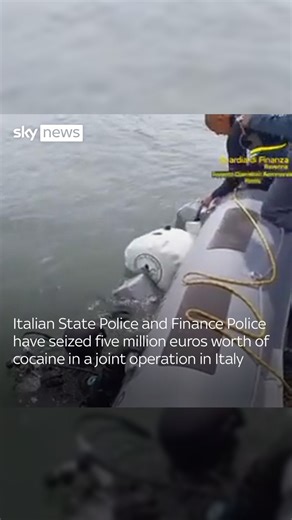 35K views · 134 reactions | Italian State Police and Finance Police have seized five million euros worth of cocaine in a raid. A cargo ship was raided, with divers searching the submerged part of the boat and discovering 150kg of drugs. #Raid #Drugs #Italy #Cargo #Police | Sky News | Facebook