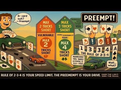 Bridge Learning (21) - Use the Rule of 2–3–4 to Preempt Safely #biddingstrategy #bidding