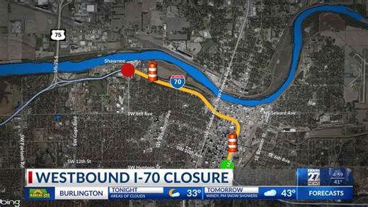 Westbound I-70 to shut down in Topeka Saturday and Sunday
