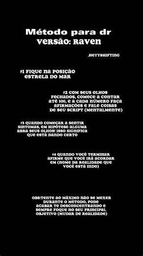 #SHIFTING Método Raven para dr, falem outros métodos que vocês queiram ~Gaby #shift #metodoraven #dr #fyp #foryou #fypシ #viral