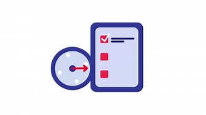 Download An animated icon of a checklist and clock, symbolizing time management, productivity, or scheduling in digital workspaces or apps for free