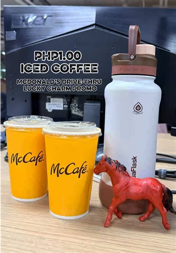 MCDO LUCKY CHARM PROMO Chinese Zodiac Animals kasi! Zodiac sign ka ng zodiac sign e. 😂 So ayun nanga, it’s Thursday and I got my iced coffee sa mcdo for only PHP 1.00 w/ my horse via drive thru! At syempre, drinks secured for my momshie and my work buddy! @McDonald’s #Mcdo #MCDOLuckyCharmPromo #mcdopromo #ZodiacSign #PisoCoffee