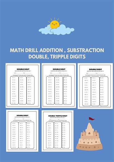 Double & Triple Digit Math Worksheets – Grades 2-4, With Answer Key (PDF Printable) - Etsy UK