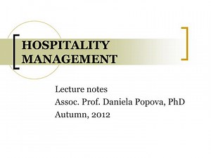 HOSPITALITY MANAGEMENT - SlideServe