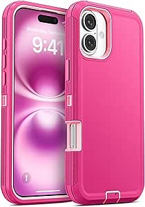 Jelanry Case for iPhone 16 Plus 5G 6.7-inch, Heavy Duty Rugged & Dual-Layer Shockproof Dropproof Protection with Port Anti dust Scratch Back Cover Matte Armor Phone Case for Apple iPhone 16 Plus, Pink