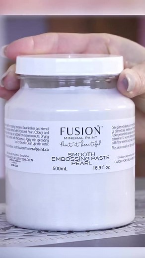 This look was achieved by using Little Lamb and our Embossing paste to create texture! Simply run the paste through a stencil create patterns or apply with a wet brush for a frosted look! Our embossing paste dries to a hard durable finish in just 12 hours. It is so easy to paint it beautiful with Fusion. #fusionmineralpaint #paintitbeautiful #embossingpaste #fusionlittlelamb | Fusion Mineral Paint