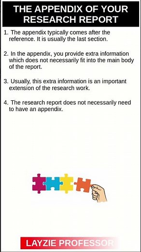 The appendix of your research report