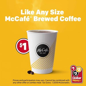 431K views · 772 reactions | Good news is brewing. $1 any size McCafé® Brewed Coffee is on the $1 $2 $3 Dollar Menu. Grab one today because it's for a limited time only. | McDonald's | Facebook