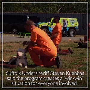 Through the Handcuffs to Healing program, non-violent inmates learn how to train dogs from local shelters so that they can be adopted into a loving home. https://nwsdy.li/2yTd1kJ | Newsday