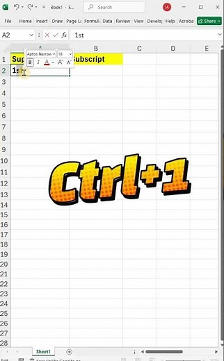 ✅How to create superscripts and subscripts in excel 💯😱 #excel #office #spreadsheet