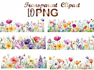 10 Floral Border Png, Floral Clipart, Watercolor Flower Border, Wildflower Clip Art, Wildflower Frame, Sublimation, Png, Sublimation Png - Etsy