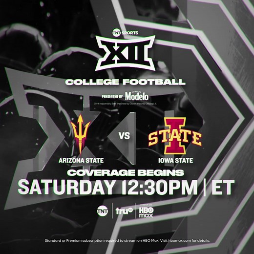 1.3K views · 42 reactions | Big 12 Football is heating up ️ The Sun Devils and Cyclones go head-to-head in a conference clash. Arizona State vs. Iowa State | 12:30PM ET Watch Live SATURDAY TNT • truTV • HBO Max | TNT Drama | Facebook