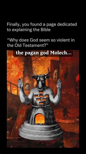 Explaining The Bible on Instagram: "Molech (also spelled Moloch) is a pagan deity mentioned in the Old Testament, associated primarily with the Ammonites and condemned as an “abomination” in Scripture. Worship of Molech involved the horrific practice of child sacrifice, where parents would “pass their children through the fire” to the god, likely meaning burning them as offerings in a ritual at places like Topheth in the Valley of Hinnom. God strictly forbade this in the Law given to Moses, decl