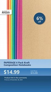PAPERAGE 6 Pack Kraft Composition Notebooks