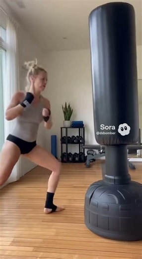 Blonde Female Kickboxing Demo